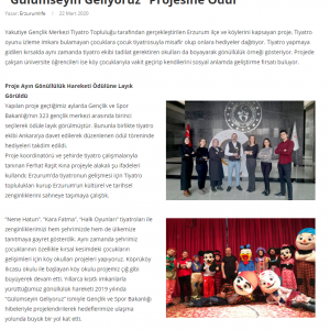 Gülümseyin Geliyoruz Projesine Ödül